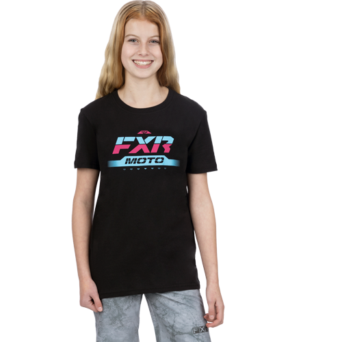 FXR T-Shirt Moto Premium Kinder Black/Nightclub