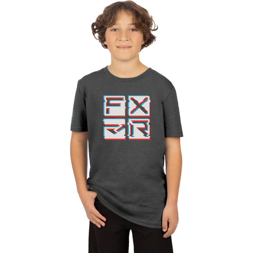 FXR T-Shirt Broadcast Premium Kinder Char Heather/White